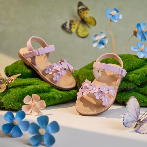 Image of PHIRAMIN Toddler Girl Sandals - Flower Girl Dress Shoes Open Toe Little Kid Wedding Party