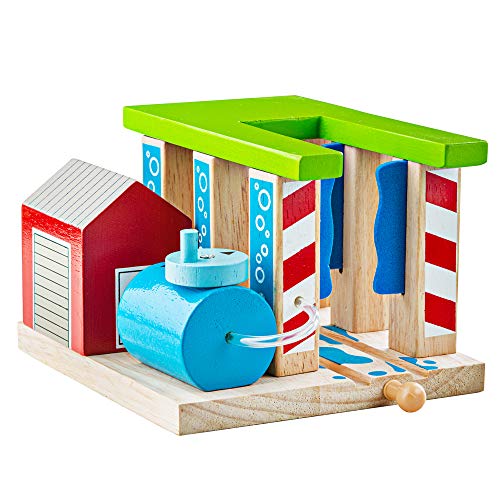Bigjigs Rail Wooden Train Washer | Wooden Toys | Bigjigs Train Accessories | Train Wash | Wooden Train Sets | Trains for Kids | Wooden Toys for 3 4 5 Year Olds