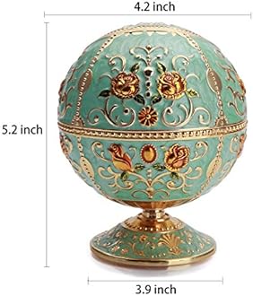 MALAYAS Vintage Windproof Cigar Ashtray, Light Green Alloy, Hand Stamped Pattern, Portable, with Lid and Odor Eliminator, ASHTRAY, Medium, Round, Enamel, Modern, Vintage, Green, Nickel