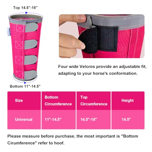 Image of Reflective Horse Fly Boots Set of 4, Loose Fitting Leggings for Horses, Equine Fly Leg Wraps Socks for 4 Legs, Breathable Adjustable and Universal Fit, Reliable Stay Put and on (Magenta)