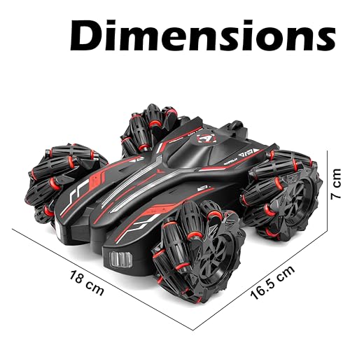 Image of VGRASSP 4WD Rechargeable Dual Control Stunt Drift Car Toy for Kids with Remote Control and Gesture Wrist Controller - 360 Rotating Double-Sided RC Car with Mist Smoke Spray, Lights & Sound - Red