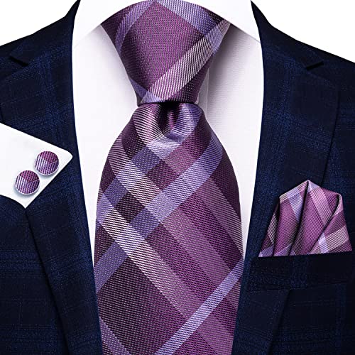 Image of Dubulle Silk Ties Set for Men Formal Paisley Striped Necktie Pocket Square Cufflinks 3PCS Sets Wedding Business Party