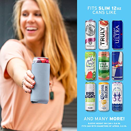 Image of Slim Can Cooler Sleeves (30-Pack) Soft Insulated Slim Can Koolie for White Claw Seltzer & Slim Beer - HTV Blanks for Vinyl Projects - Skinny Can Koolies Bulk - Tall Can Coolies for Slim Cans (Gray)