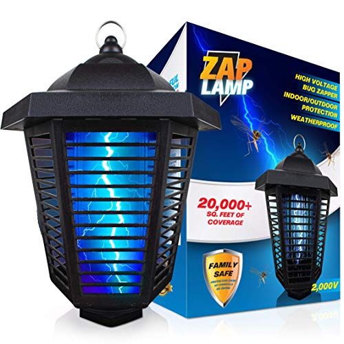 Livin' Well Zap Lamp Bug Zapper - 2000V High Powered Electric Mosquito Killer and Insect Zapper Trap with 20,000+ Sq. Feet Range and 20W UV Mosquito Lamp Bulb