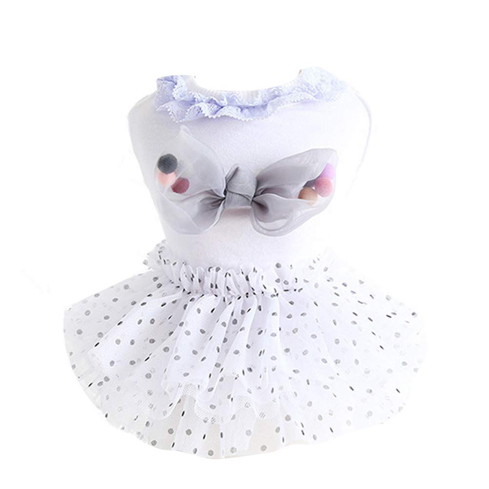 Dogs Dress Animal Laces Skirts with Bowknot Small Dot Skirts Beautiful Clothes for Small Dogs- Ldog Easter