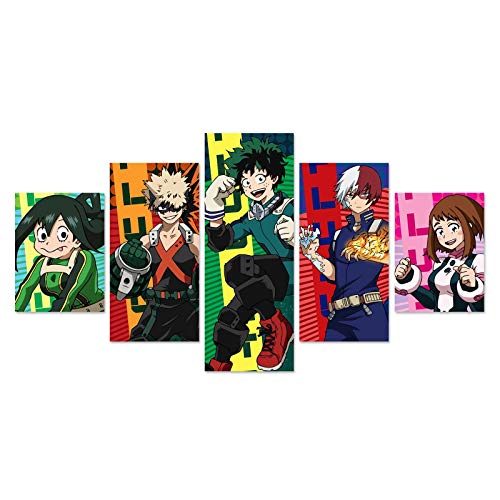 My Hero Academia Posters Deku Bakugou Todoroki Ochako Uraraka and Tsuyu Asui MHA Poster Anime Manga Canvas Prints for Living Home Office Club Wall Art Decor