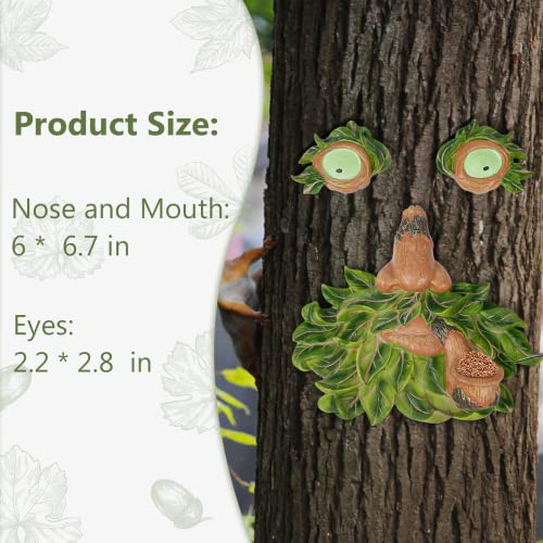 Tree Faces Decor Outdoor - Old Man Tree Face Art Statues Hugger - Glow Eyes In Dark - Unique Bird Feeder For Outdoor Garden Decor Statues (8 Inch) #TOP1