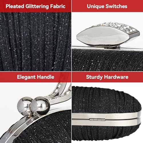 Image of Simcat Women Gold Clutch Purses Glitter Evening Handbag Pleated Evening Bag for Lady Formal Bridal Wedding Prom