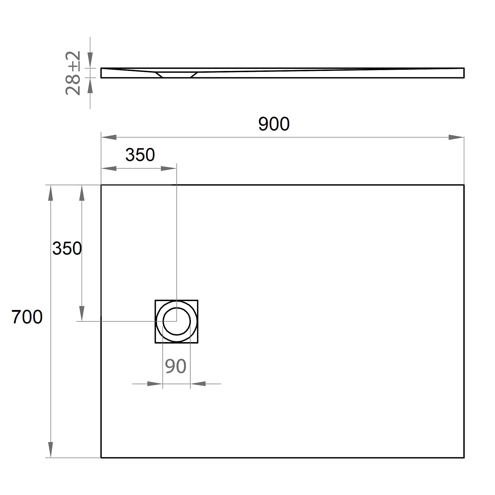 ERCOS Piatto Doccia In Composito di Marmo Da 700x900 mm, Design Moderno Effetto Pietra, Colore Bianco Opaco - Piatto Doccia Ultrasottile
