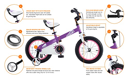 Royalbaby Honey Boys Girls Kids Bike Bicycles With Training Wheels Kickstand Child Bicycle 16 Inch Purple #TOP4