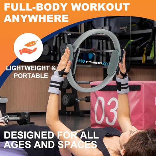 QYJinlida Pilates Ring, Pilates Ring Circle and Ball Set, 12 Inch Magic Circle Pilates Ring,9 Inch Small Exercise Ball,Resistance Bands Set, Home Pilates Equipment for Women(Grey) - Image 3
