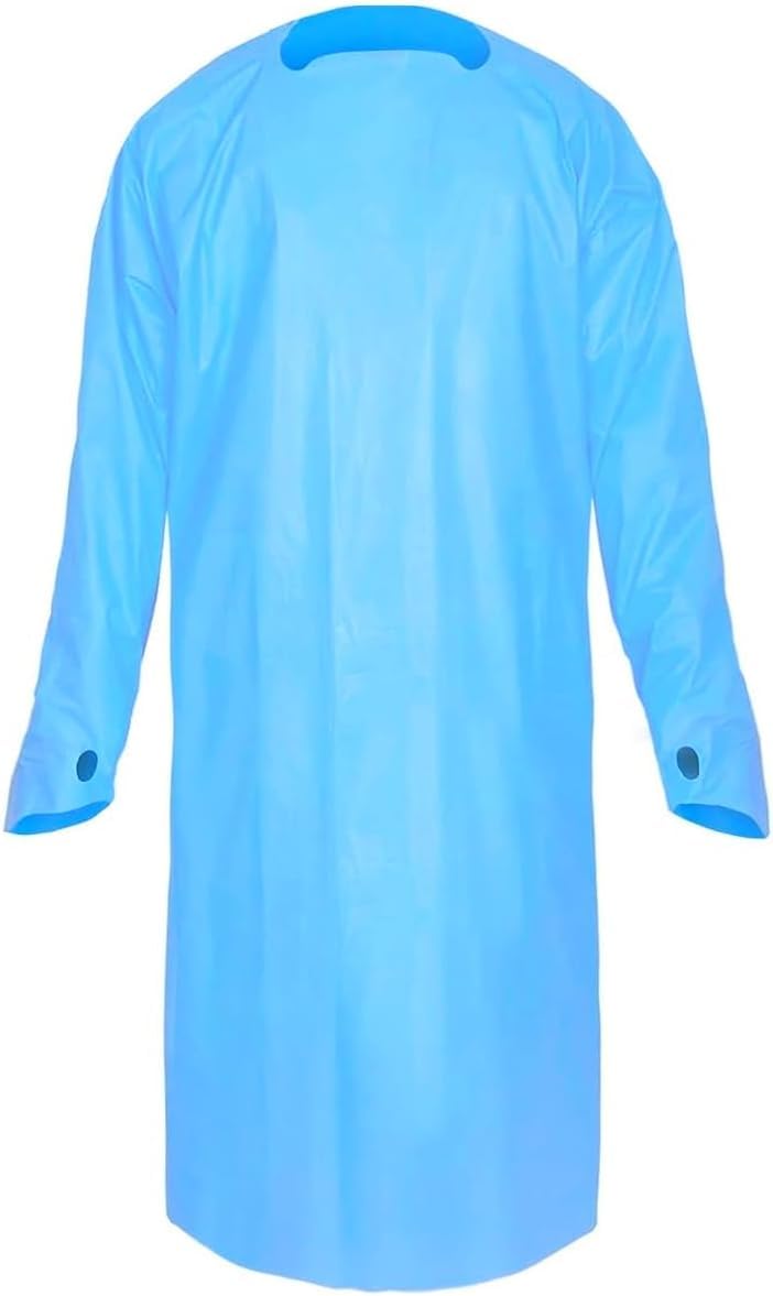 Disposable Waterproof PPE Isolation Gown with Waist Ties, Thumb Loops,75, Blue, One Size fits All