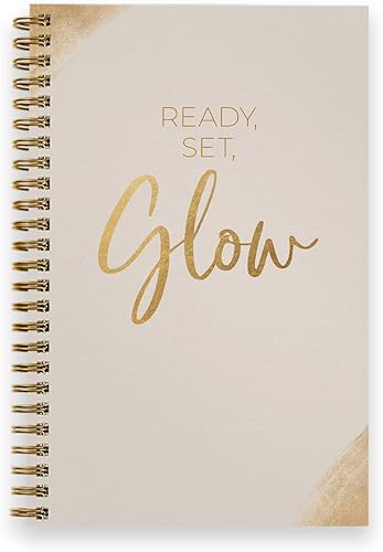 Ready Set - Cuaderno brillante de 5.5 x 8.5 pulgadas, cuaderno en espiral con purpurina sintética, textura de oro sintético, 120 páginas de lista de