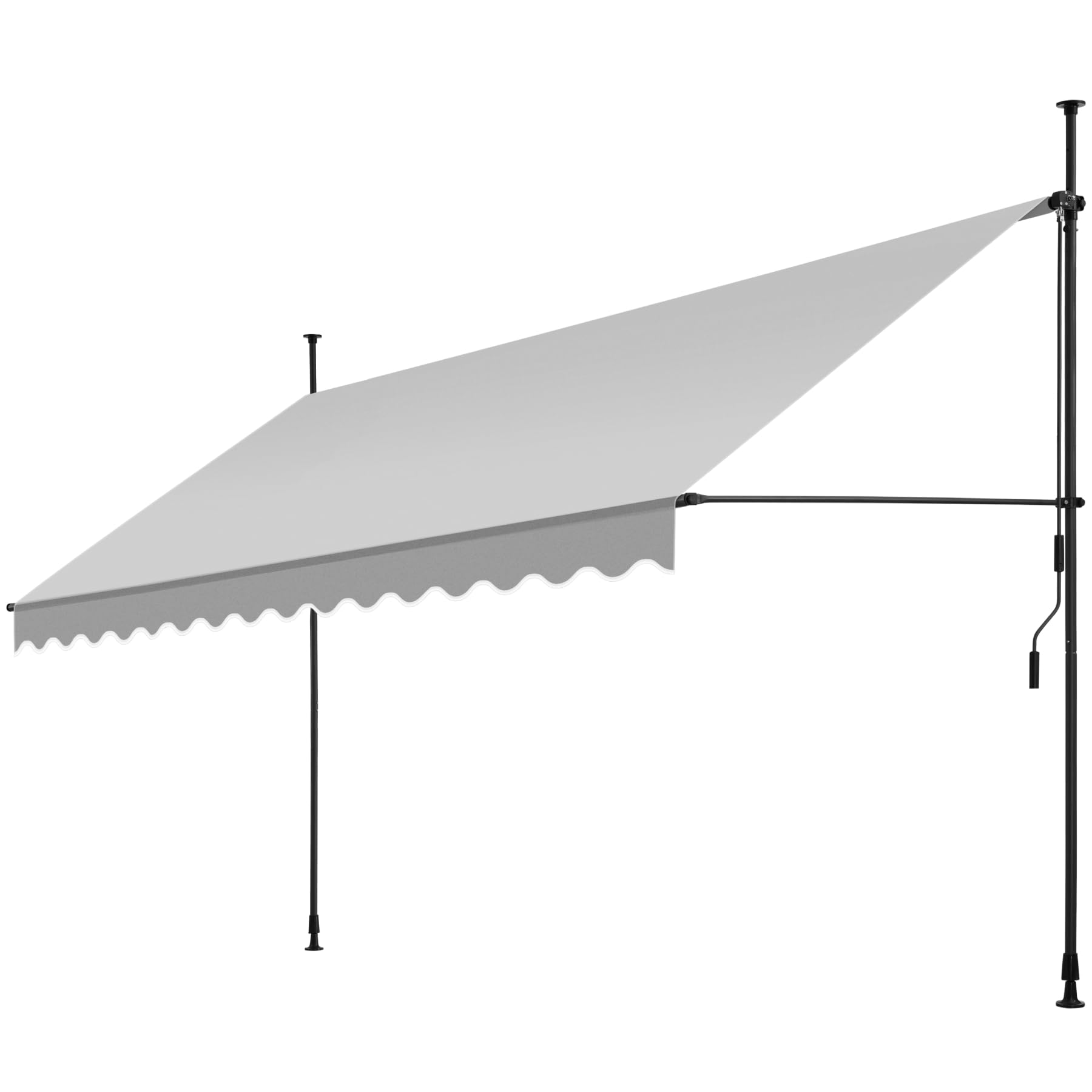TecTake® Toldo Terraza Manual Regulable en Altura Con Manivela, Balcón Sin Taladros, Extensible, Resistente a Rayos UV, Protección Solar y Repelente al Agua - 400 cm - Gris Claro