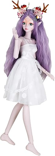 Miniatura 3 de Proudoll Muñeca BJD de 13 de 23.6 in, 24 pulgadas, juguete de alce articulado con bola, muñecas SD, figuras de acción de hada de alce con orejas de