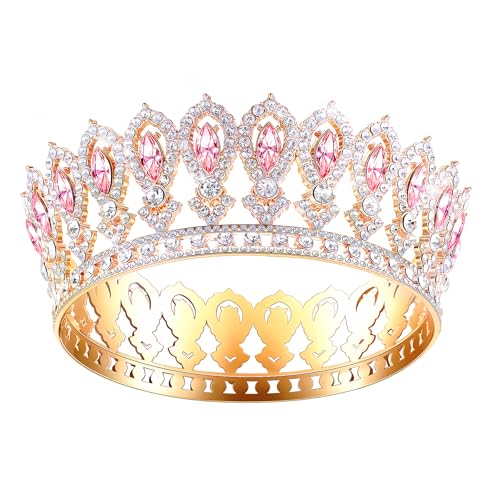 Grevosea Corona para mujer, corona de reina, corona de diamantes de imitación, coronas de cumpleaños, boda, novia, accesorios para el cabello para fiesta de princesa, accesorios para fotos (rosa A)