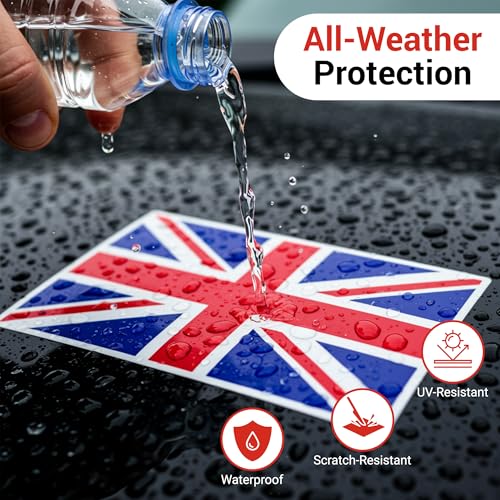 Image of Vinyl Flag Stickers, Car Decals, Waterproof Indoor Outdoor, Laptop Stickers, Car Bumper, Flag, 5 x 3 Inches, Set of 3 (3, United Kingdom Flag)