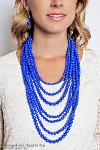 RIAH FASHION Multi Beaded Bubble Statement Necklace - Round Ball Chunky Drape Bib Collar Marbled, 7 Layer Long2