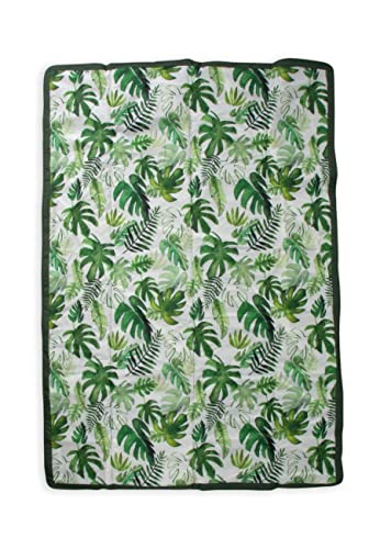 Image of Little Unicorn Outdoor Family Picnic & Beach Blanket, Water-Resistant, Compact Fold, Large Size, 5 x 7 feet, (Tropical Leaf)