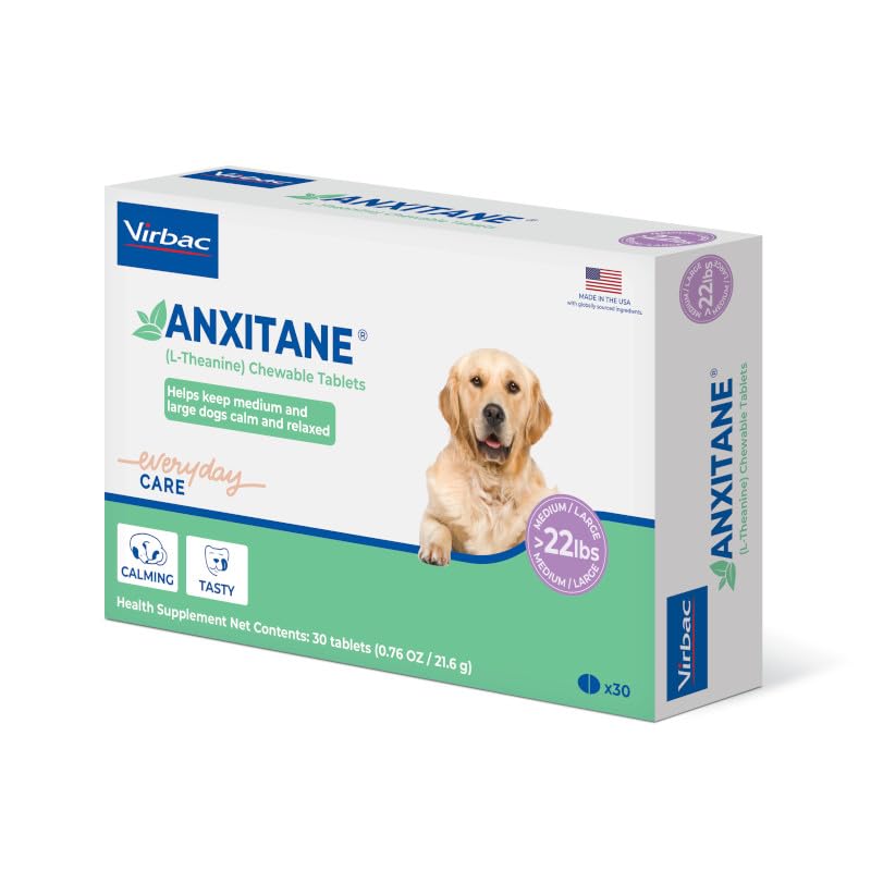 Virbac Anxitane M-L Dog Helps Keep Pet Calm & Relax Chewable Tablets 100mg 30ct