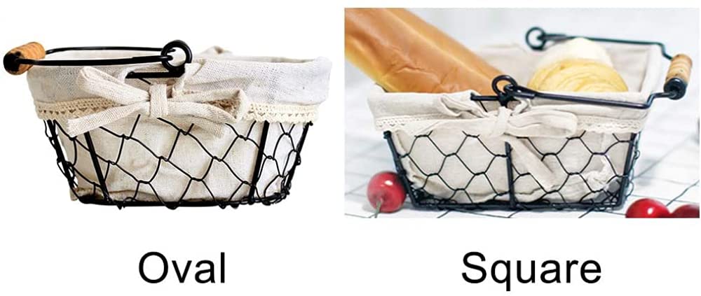 Cesta de Almacenamiento portátil Multifuncional de Estilo nórdico con Forro de Lino para Verduras, Huevos, comestibles, Frutas-Oval