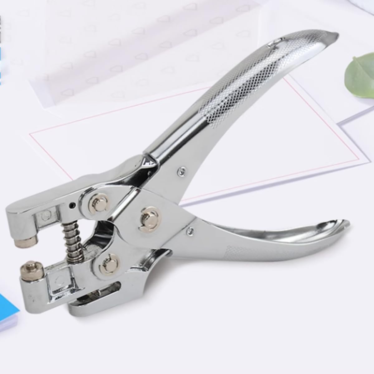 Máquina Perforadora de un Solo Agujero Taladradora de Papel A4 Perforadora Metálica Antideslizante con Recolector de Residuos, Fácil de Usar