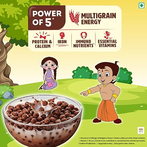 Image of Kellogg's Multigrain Chocos Chotta Ladoo 340g / 350g /391g | With Chotta Bheem Cut Out Mask | Source of Calcium, High in Protein, with 10 Essential Vitamins & Minerals | Breakfast Cereal for Kids