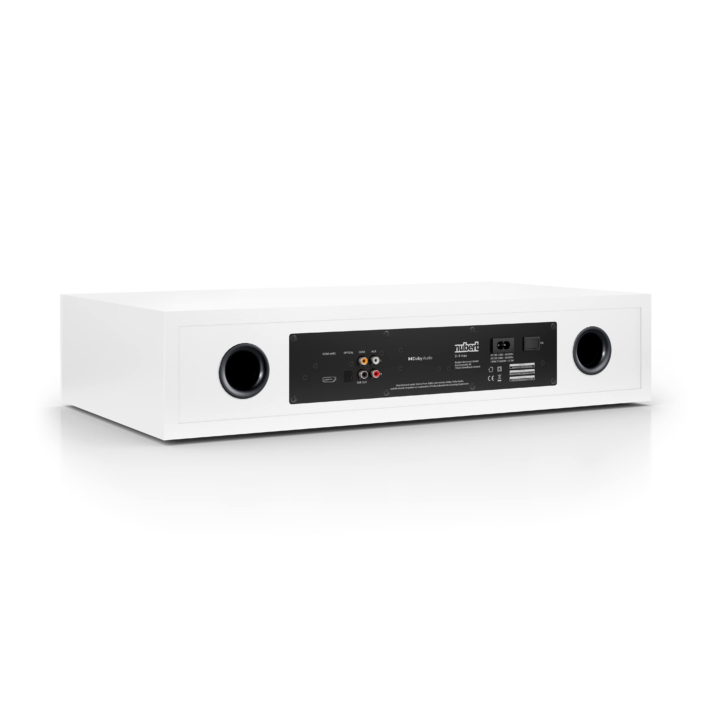 Nubert nuBoxx AS-225 max | Weiße Soundbar mit weißer Front | Stereobar für HiFi | TV-Lautsprecher belastbar bis 50 kg | Soundbase mit Klangregelung | Stereobase für Heimkino | Sounddeck