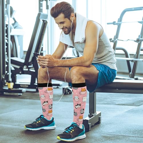 Image of Pigsaly Womens Compression Socks Yellow Stars Funny Brown Capybara Knee High Socks Athletic Tube Sock Outdoor Sport Socks