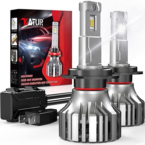 KATUR H1 Led Headlight Bulbs, 110W 20000LM H1 LED Headlights Conversion Kit Canbus Ready Super Bright 6000K-6500K Xenon White IP65 Waterproof Plug ana Play, Pack of 2