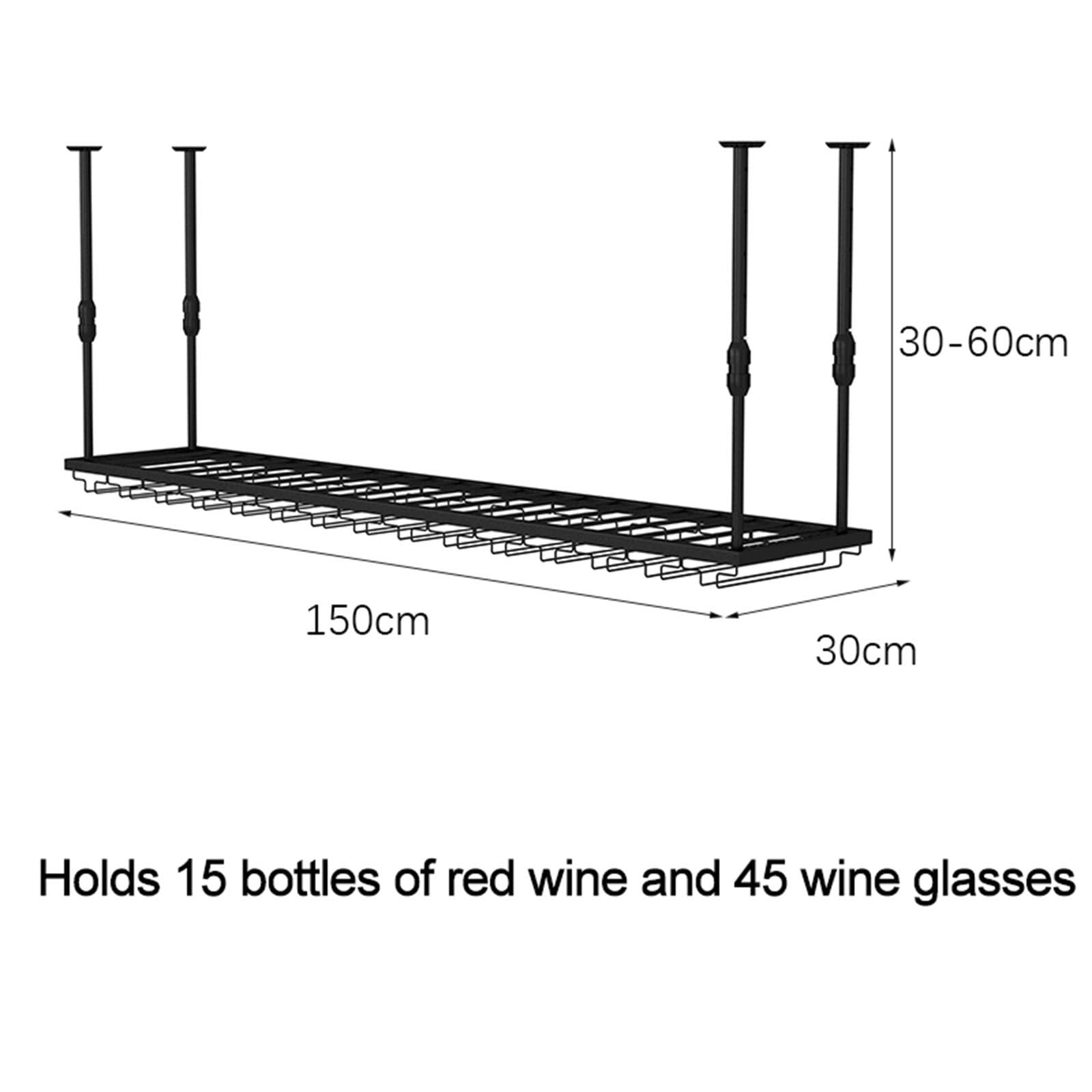 Portabottiglie da soffitto, da appendere, salvaspazio, per cucina, bar e ristorante, disponibile in 80/100/120 cm, perfetto per conservare ed esporre il vino