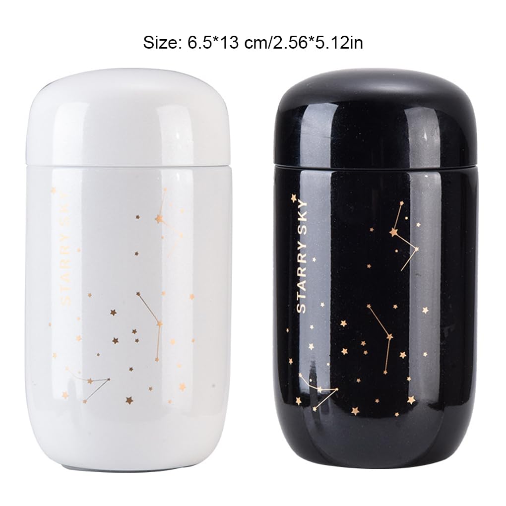 Juego de 5 tazas de café aisladas a prueba de fugas de 200 ml, termo al vacío de acero inoxidable, para escuela, viajes, interior y exterior, taza de leche, color negro