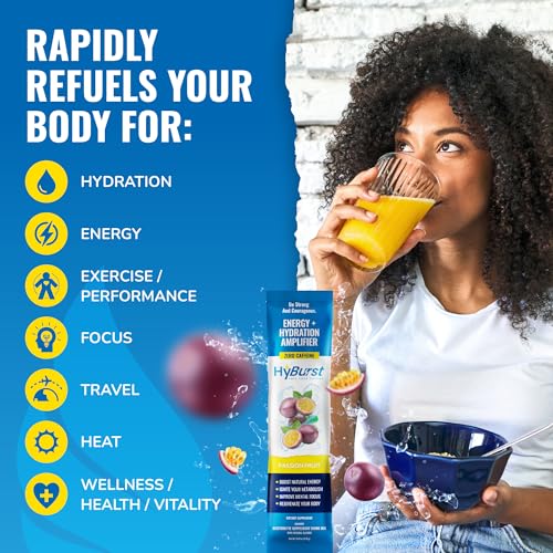 Hyburst Energy + Hydration Amplifier — Multivitamin Electrolytes Powder Packets — Vitamin D3 K2 — B6 B12 Vitamins Complex — L-Theanine Caffeine Free Energy Drink Powder — 15 Hydration Packets thumb #3