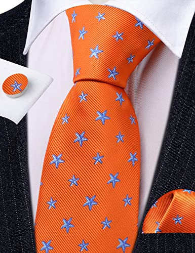 Image of Barry.Wang Fun Animal Ties for Men Designer Handkerchief Cufflink WOVEN Casual Necktie Set Festival