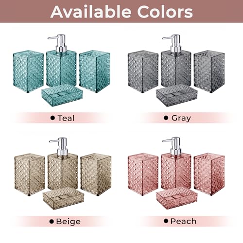 Image of Story@Home 4 Pieces Bathroom Accessories Set - Peach | Toothbrush Holder, Soap Dispenser, Mouth Wash Cup & Soap Dish for Home Kitchen & Bathroom | Bathroom Essentials for Office