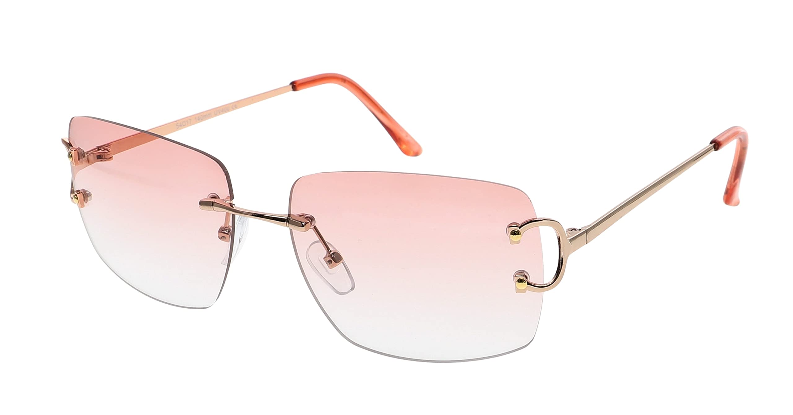 FLAWLESS EYEWEAR Retro Rimless Rectangle Sunglasses for Women Tinted Lens Gold Metal Art Décor Fashion Vintage Buffs Glasses