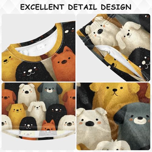 Long Sleeve Pajama Set for Girls Boys Kids,Cute Dogs Heads Pattern Comfy Nightwear Soft Loungewear,Family Matching PJs Underwear Set 3T3