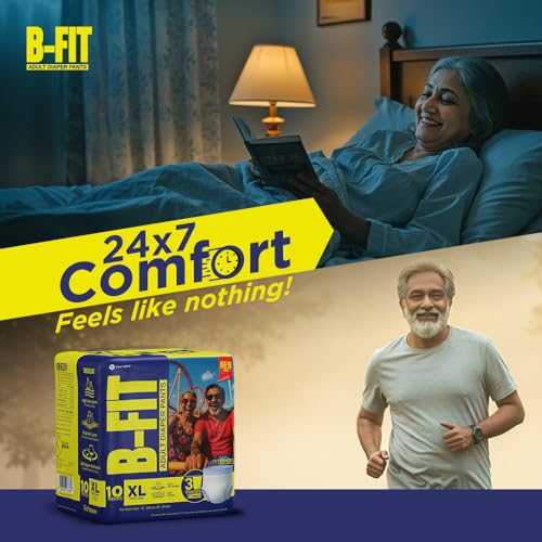 Image of B-Fit Regular Adult Diaper XL Size Pants | 30 Count (Extra Large) | Waist 30-56 inch | Unisex | Leakproof | Even Absorption | Long Protection hours | Brief-Like Fit & Soft Elastic Waist