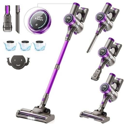 Suafsu Cordless Vacuum Cleaner 45000Pa 550W Battery Vacuum Cleaner - Up to 65 Minutes Running Time with LED Display and Anti-Tangle Brush for Pet Hair Hard Floors Carpet