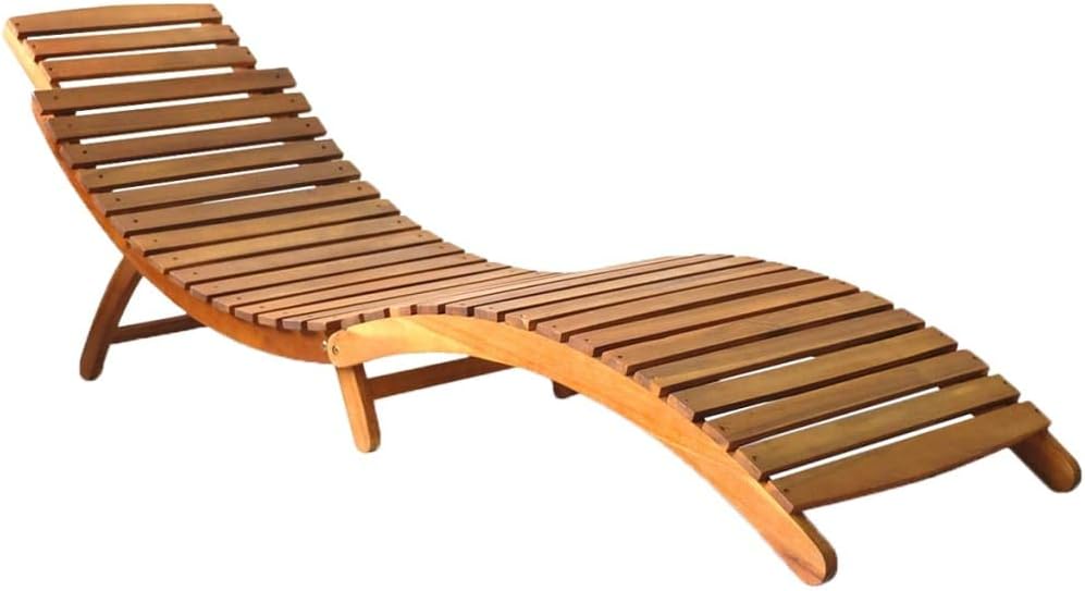 Wakects Tumbona de jardín, tumbona con posición tumbada de madera maciza de acacia, ergonómica, resistente a la intemperie, plegable, 184 x 55 x 64 cm, color marrón