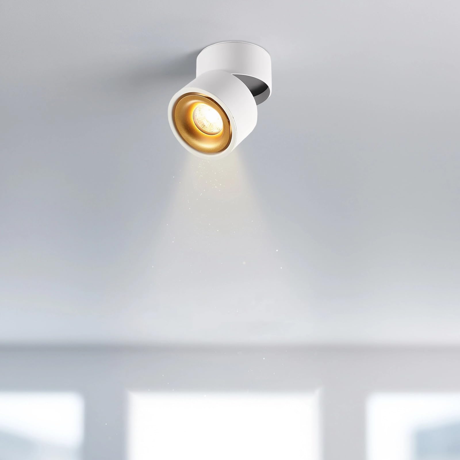 PONDON 7W Cob sufitowa lampa punktowa, biała, ściemniana, sterowanie aplikacją, regulowane obracanie o 360°, podwójny montaż, 15 x 10 x 10 cm