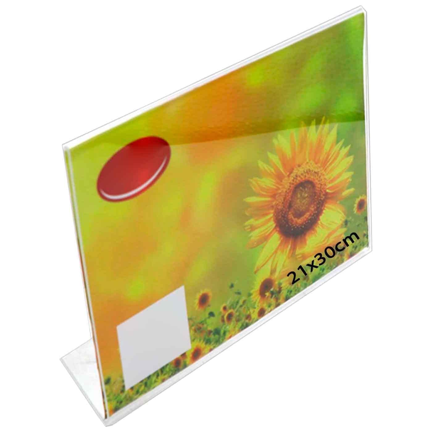 AC – Pack de 12 Portafotos - Soportes para Fotos de plástico Transparente – Sobremesa - Marcos para fotografías, oficinas, hogar – Horizontal - 21 x 30 cm