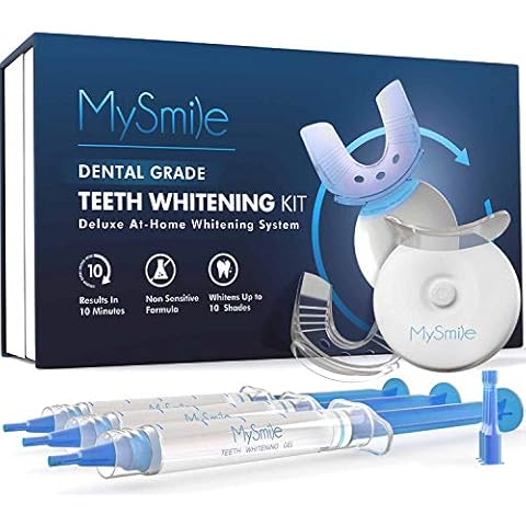 MySmile Teeth Whitening Kit with LED Light, 10 Min Non-Sensitive Fast Teeth Whitener with 3 Carbamide Peroxide Teeth Whitening Gel, Helps to Remove Stains from Coffee, Smoking, Wines, Soda, Food Cover