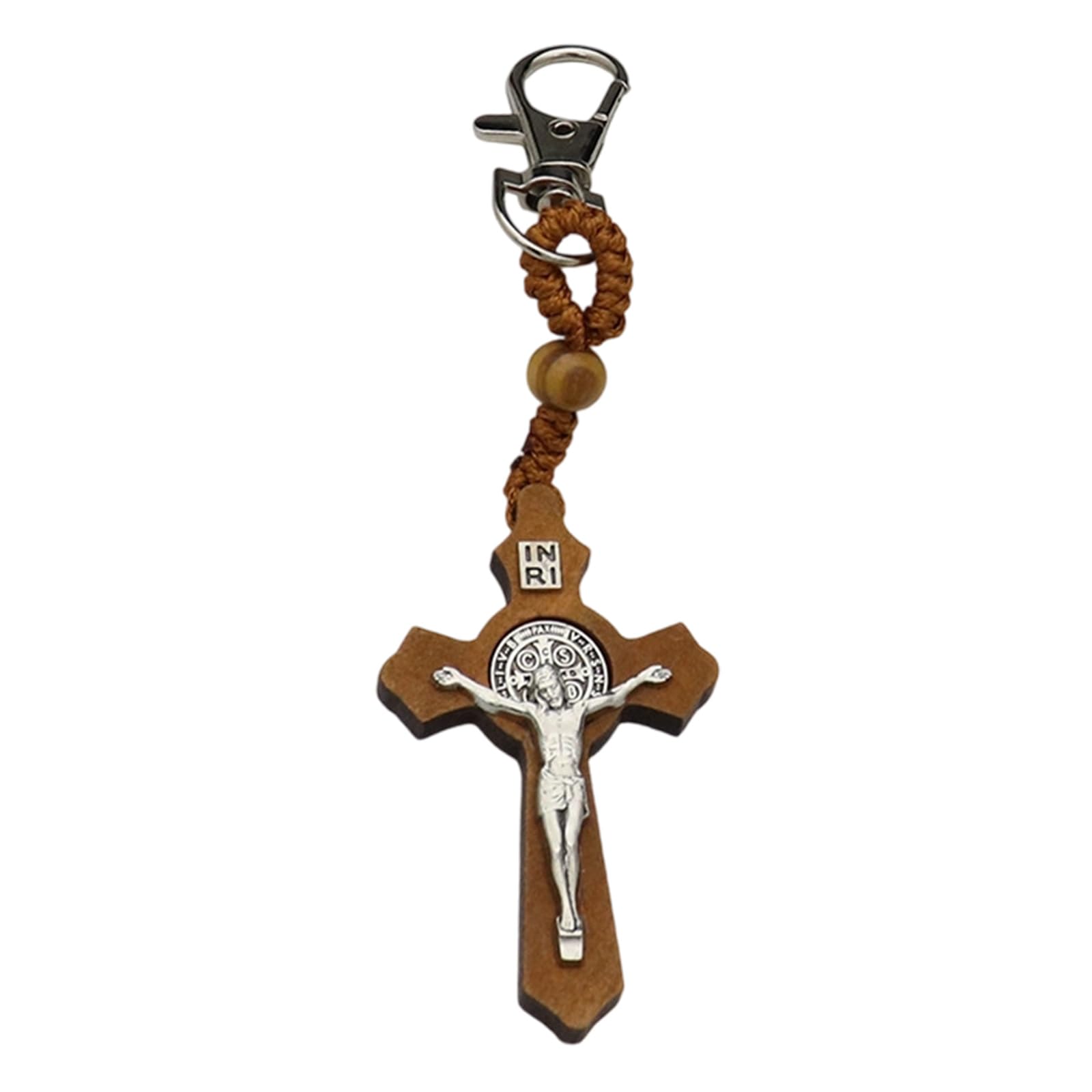 NVOQILIN Wood and Metal Crosses Keychain Symbolizing Faith and Blessings for Religious Believers Prayer Gift Religious Keyring Gift