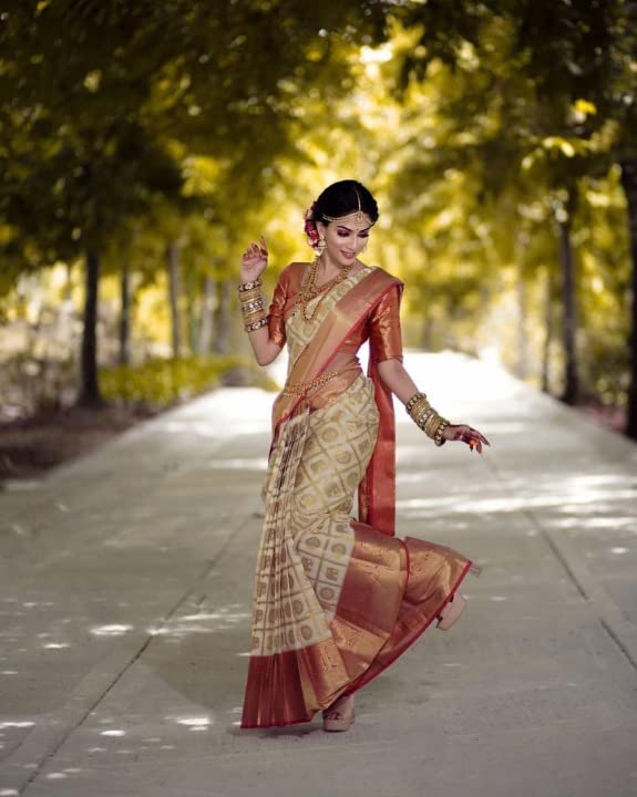 Image of Flosive Women's Kanjivaram Silk Saree With Handloom Weaving Work With Blouse Piece