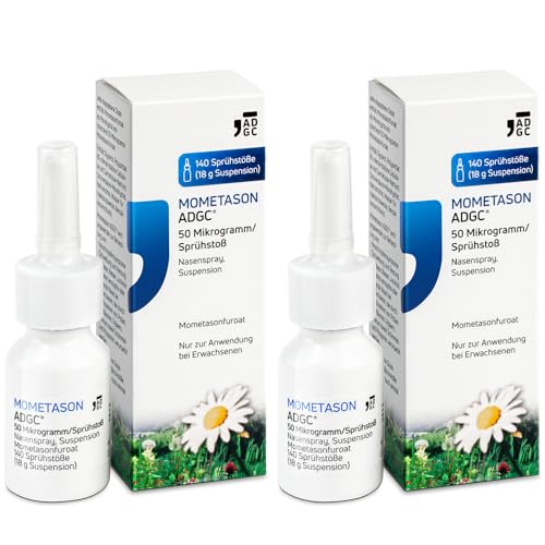 MOMETASON ADGC 2x18g Heuschnupfenspray m. 280 Sprühstößen Nasenspray zur Linderung von Allergie Symptomen wie Schnupfen verstopfter laufender Nase Juckreiz und Niesen - macht nicht müde