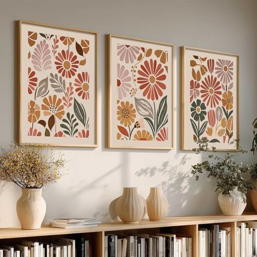 Image of kotart Boho Painting Wall Art Home Decoration Paintings With Frame For Living Room Bed Room Hotel Wall Decor Digital Reprint Set of 3 (14x20 Inch)
