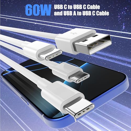 Image of Car Carplay Cable for iPhone 17 16 15, 2-Pack 10FT 60W USB C to USB C Cable And 2-Pack 10FT USB A to USB C Cable for iPhone 17 16 15,for Galaxy S25 S24, for iPad Pro /Air, for MacBook Pro /Air and More