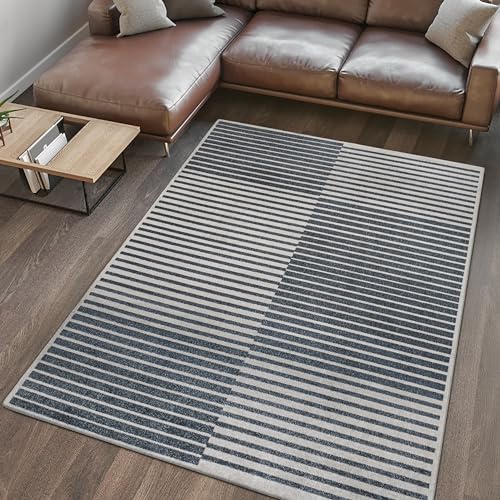 Tapete Interior Lavable a Máquina 3X5 Gris Oscuro/Crema miniatura 5