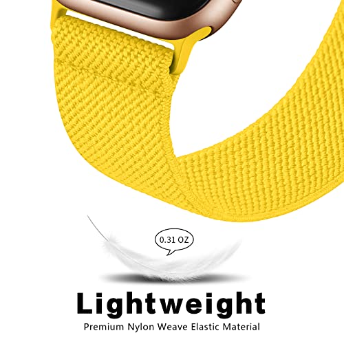 Image of AMANECER Stretchy Nylon Watch Band Compatible with Apple Watch Series 11 /10 /9 /8 /7 /6 /5 /4 SE 3 /2 /1, Adjustable Braided Elastic Sport Loop Rugged Strap for iWatch Women Men (Ginger Yellow, 38 /40 /41 /42MM)